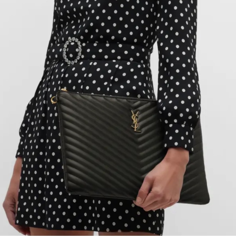 Yves Saint Laurent Black and Gold Clutch - Picture 3 of 13